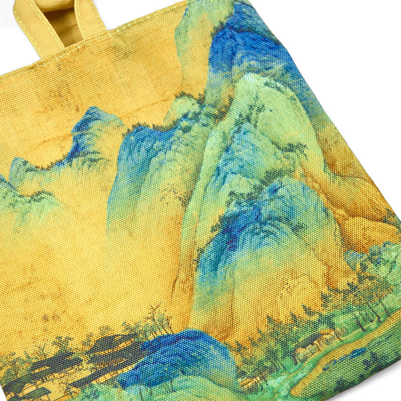 Lona de pintura de paisaje de Buddha Stones Bolsa de mano