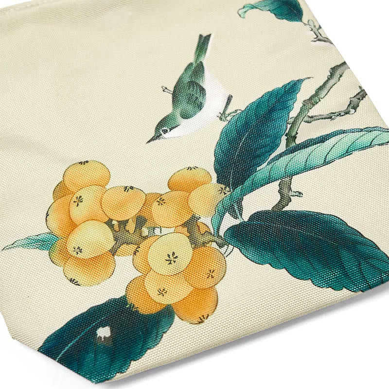 Buddha Stones Bolsa de Lona con Estampado de Pájaro de Níspero