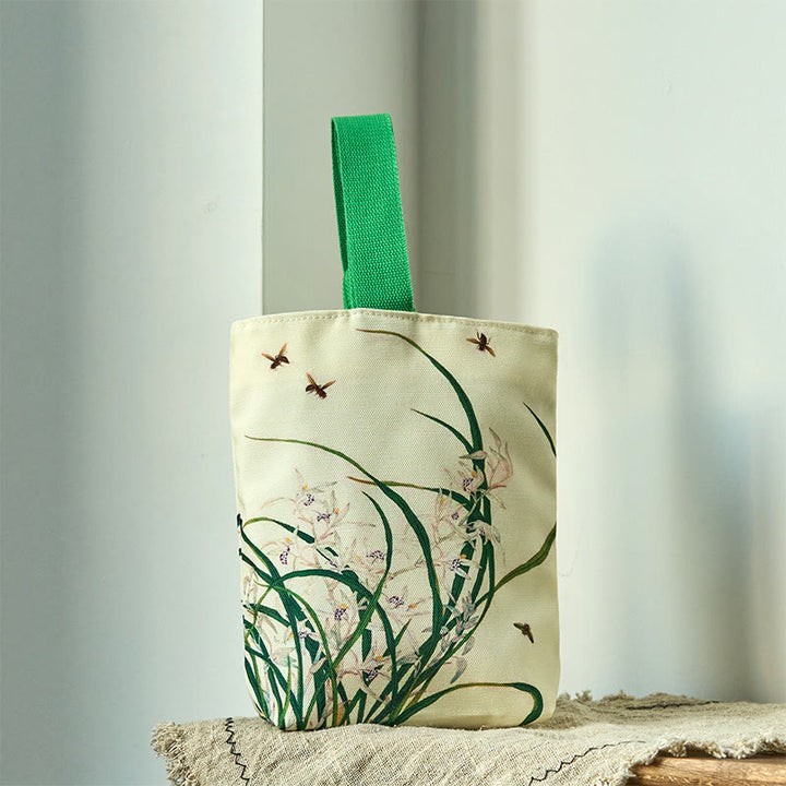Bolso de lona con orquídea y abeja de Buddha Stones