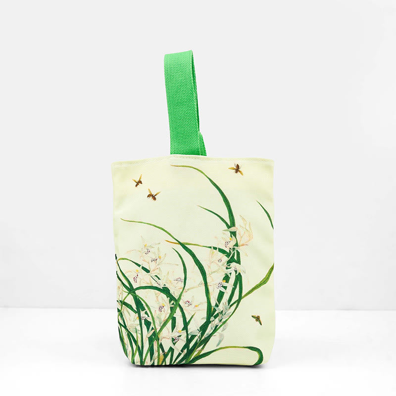 Bolso de lona con orquídea y abeja de Buddha Stones
