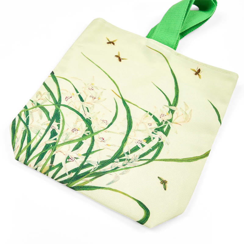 Bolso de lona con orquídea y abeja de Buddha Stones