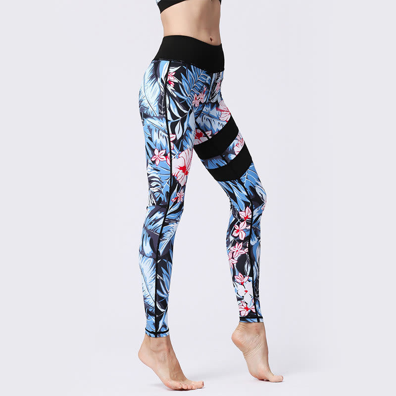 Pantalones de yoga para mujeres de cintura alta con estampado de pétalos de flor Buddha Stones para ejercicios deportivos y fitness - image 2
