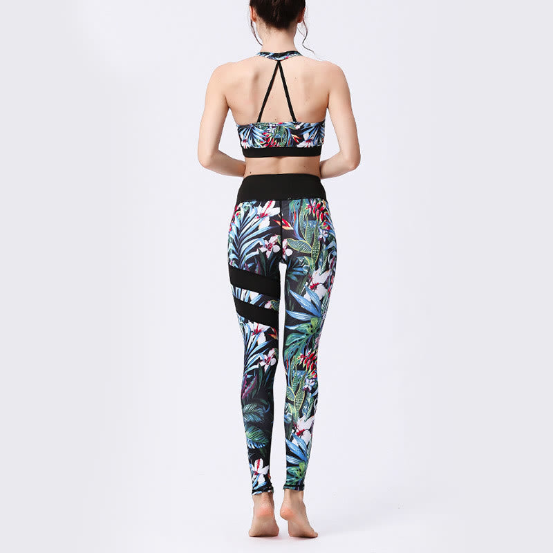 Pantalones de yoga para mujeres de cintura alta con estampado de pétalos de flor Buddha Stones para ejercicios deportivos y fitness - image 21