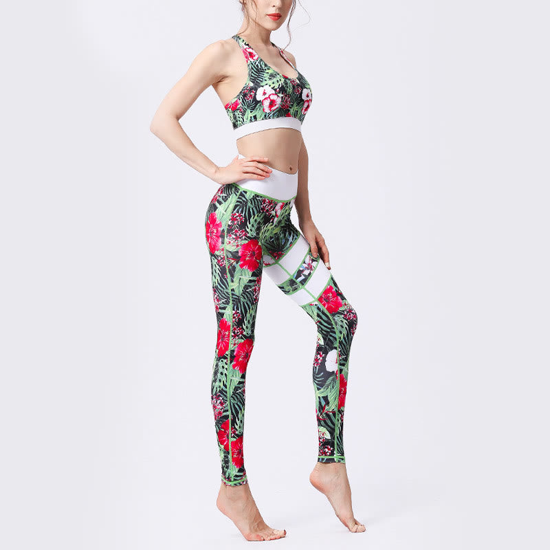 Pantalones de yoga para mujeres de cintura alta con estampado de pétalos de flor Buddha Stones para ejercicios deportivos y fitness - image 13