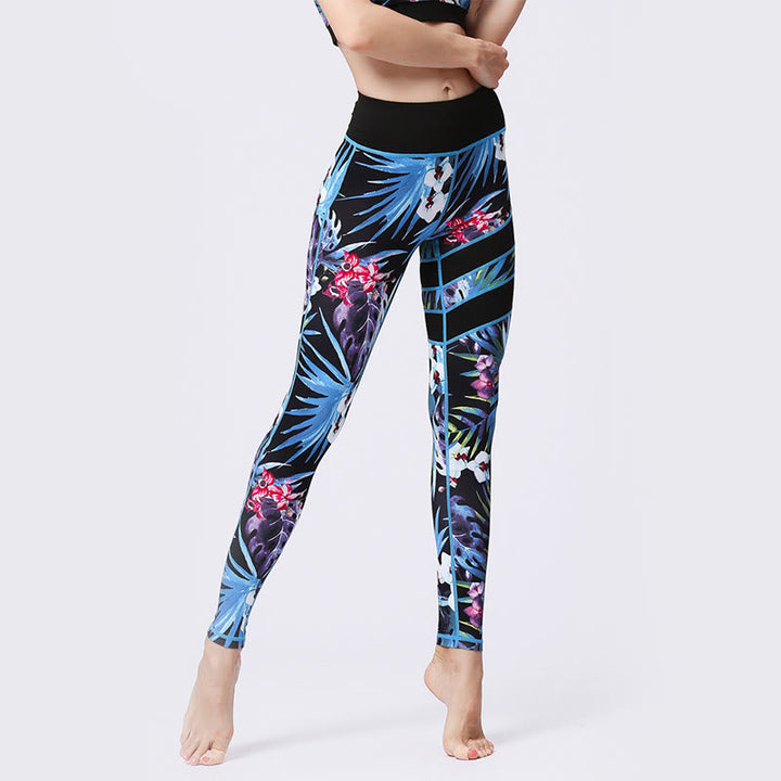 Pantalones de yoga para mujeres de cintura alta con estampado de pétalos de flor Buddha Stones para ejercicios deportivos y fitness - image 23