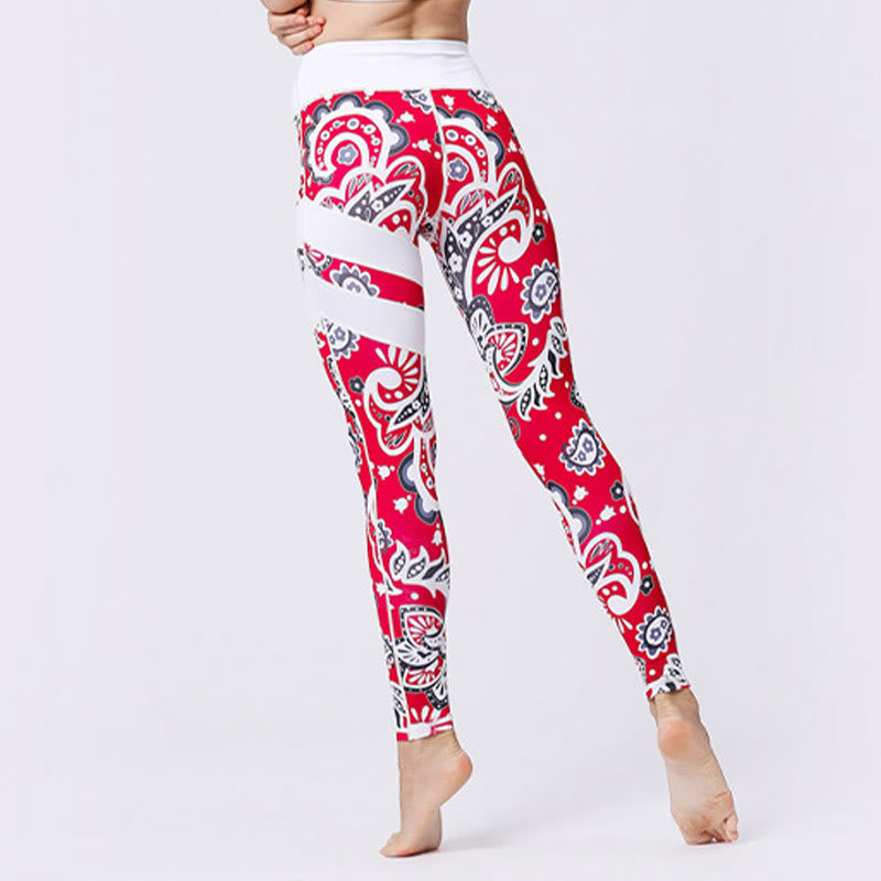Pantalones de yoga para mujeres de cintura alta con estampado de pétalos de flor Buddha Stones para ejercicios deportivos y fitness - image 37