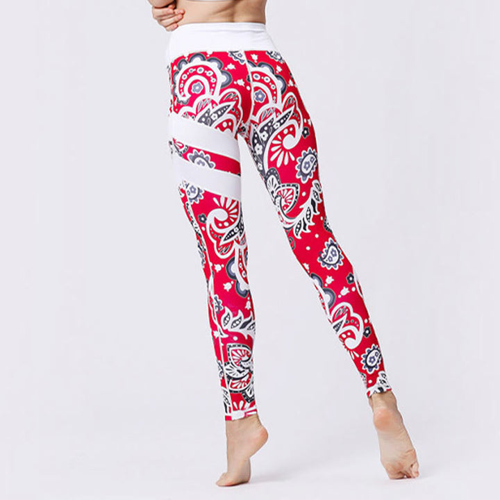 Pantalones de yoga para mujeres de cintura alta con estampado de pétalos de flor Buddha Stones para ejercicios deportivos y fitness - image 37