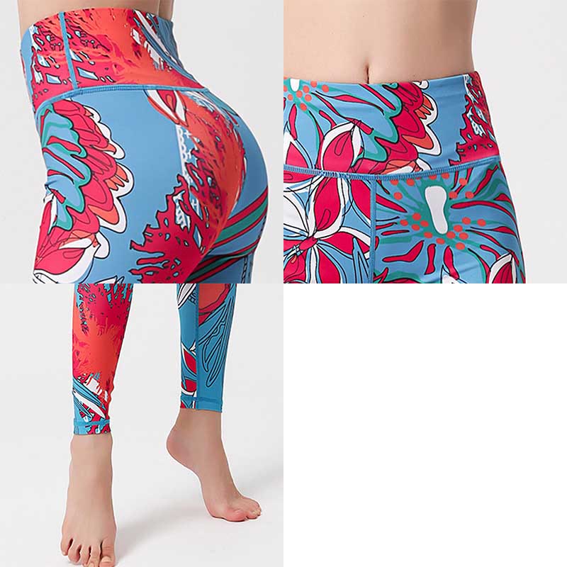 Pantalones de yoga para mujer, leggings de cintura alta, de fitness, de ejercicio deportivo, con impresión de pétalos de flores coloridas de Buddha Stones. - image 20
