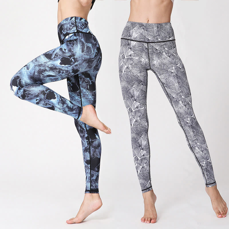 Pantalones de Yoga para Mujer con Estampado de Hojas de Niebla Buddha Stones Leggings Deportivos de Ejercicio y Fitness - image 0