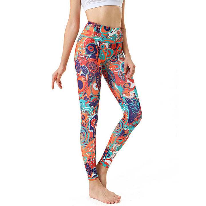 Pantalones de Yoga para Mujeres con Estampado de Ojo Malvado Colorido de Buddha Stones y Leggings para Deporte y Ejercicio - Coral claro - US8-10, UK/AU12-14, EU40-42 (XL) - image 0