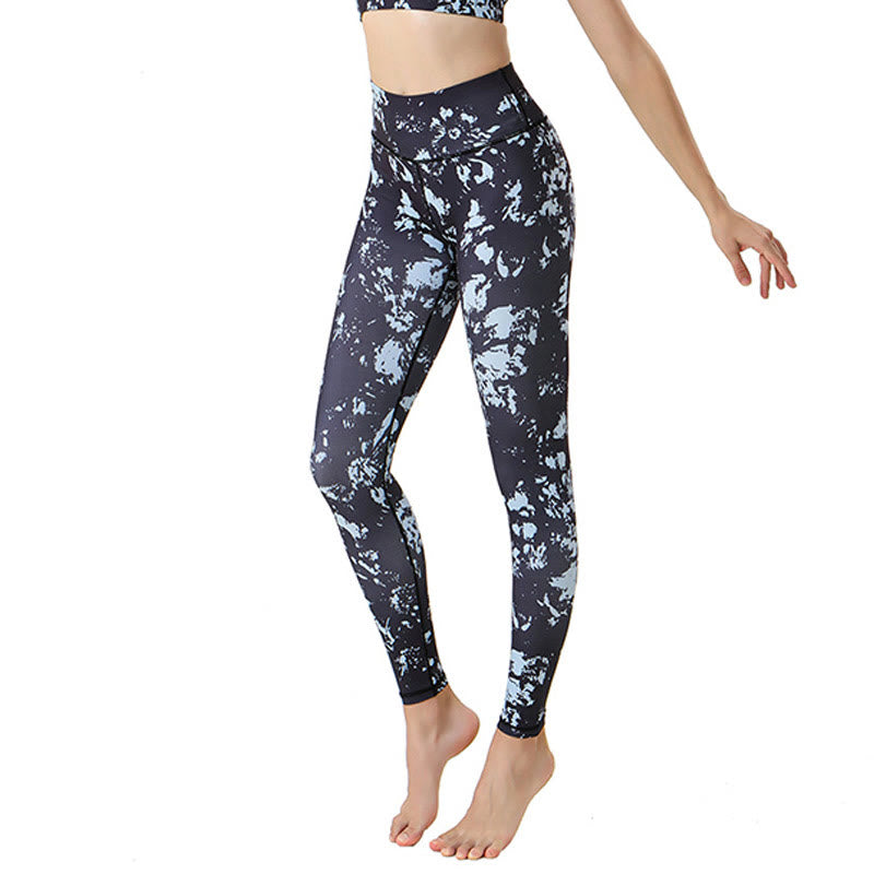 Buddha Stones deportivas leggings de cintura alta con estampado de hoja de arce, pantalones de yoga para mujeres - Manchas - US8-10, UK/AU12-14, EU40-42 (XL) - image 0
