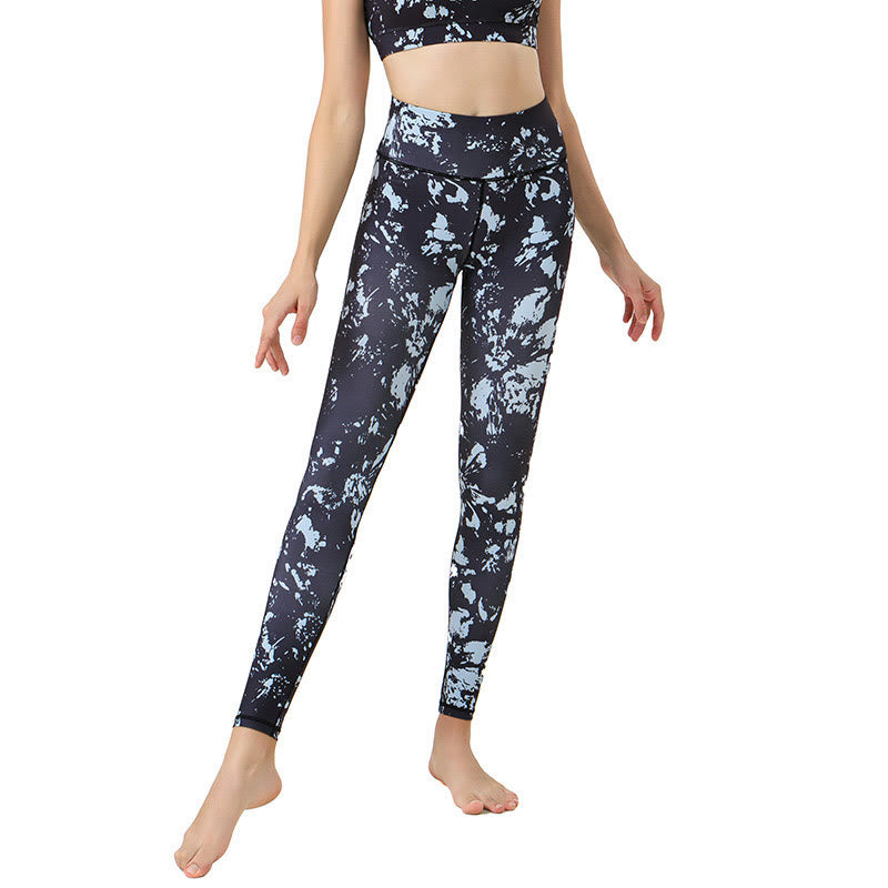 Buddha Stones deportivas leggings de cintura alta con estampado de hoja de arce, pantalones de yoga para mujeres - image 1