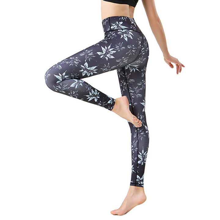 Buddha Stones deportivas leggings de cintura alta con estampado de hoja de arce, pantalones de yoga para mujeres - Hoja de arce - US8-10, UK/AU12-14, EU40-42 (XL) - image 4