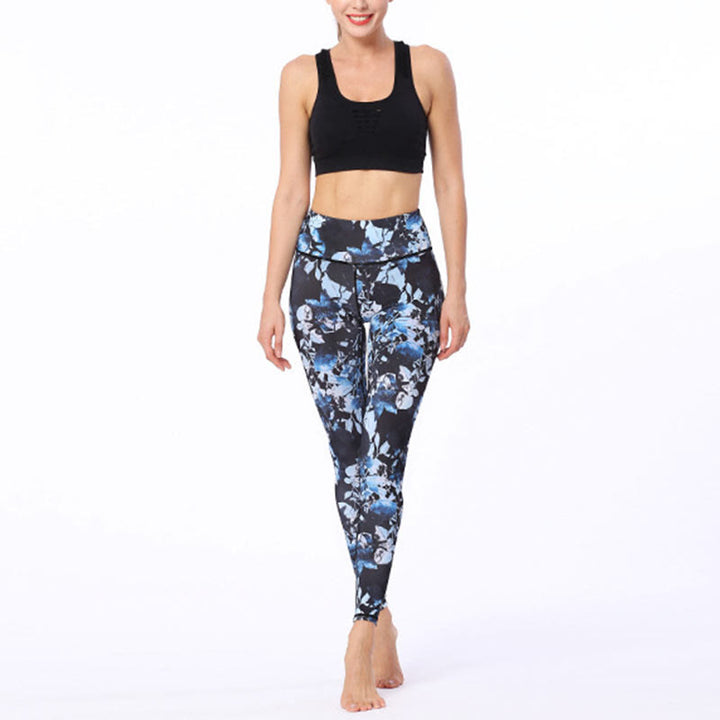 Leggings deportivos de fitness con estampado de hojas simples para mujeres Buddha Stones - image 4