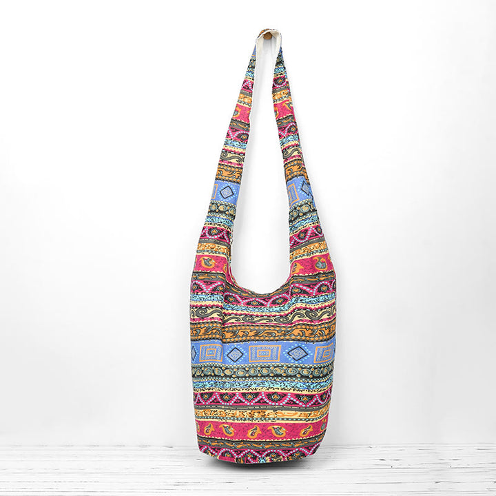 Bolso bandolera de algodón con rayas de colores Buddha Stones