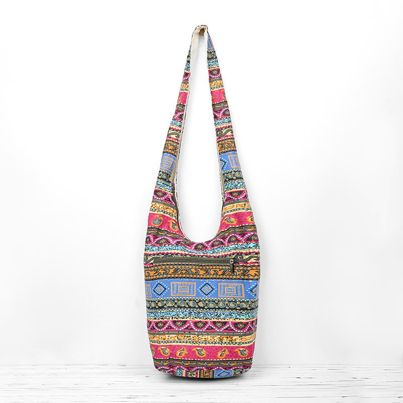 Bolso bandolera de algodón con rayas de colores Buddha Stones