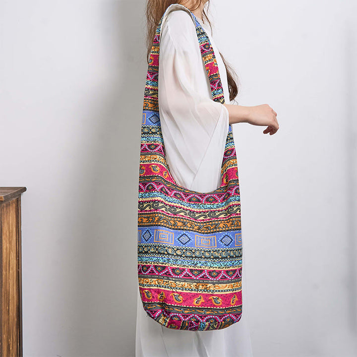Bolso bandolera de algodón con rayas de colores Buddha Stones