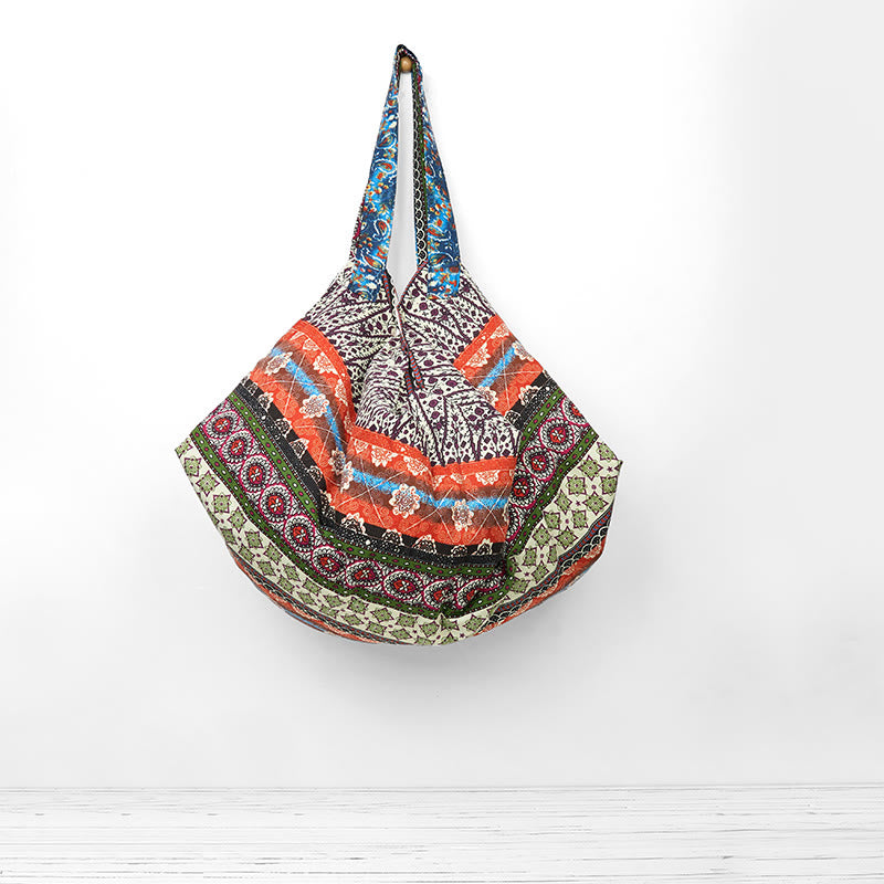 Bolso de Hombro de Algodón con Patrón de Rayas de Colores Buddha Stones - image 0