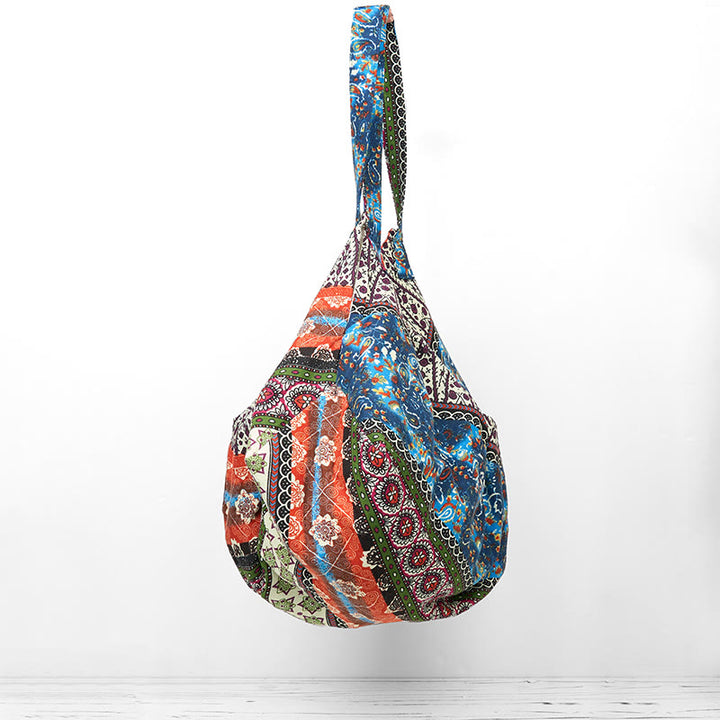 Bolso de Hombro de Algodón con Patrón de Rayas de Colores Buddha Stones