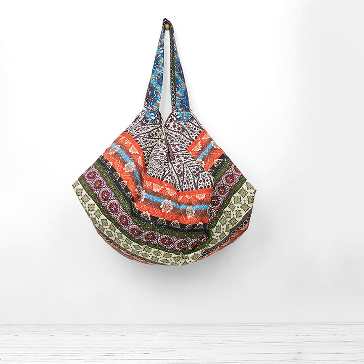 Bolso de Hombro de Algodón con Patrón de Rayas de Colores Buddha Stones