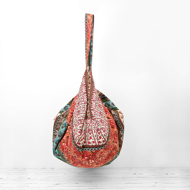 Bolso de Hombro de Algodón con Patrón de Rayas de Colores Buddha Stones - image 5