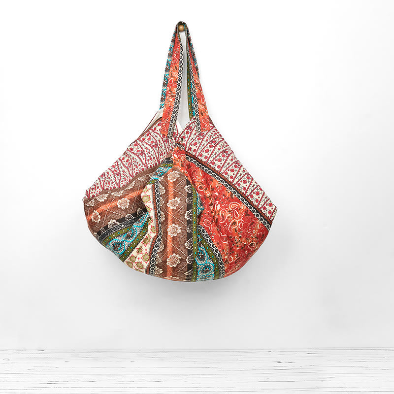 Bolso de Hombro de Algodón con Patrón de Rayas de Colores Buddha Stones