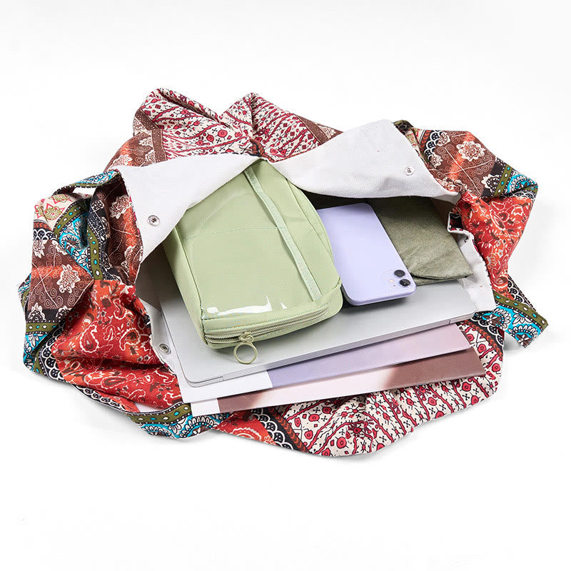 Bolso de Hombro de Algodón con Patrón de Rayas de Colores Buddha Stones - image 6