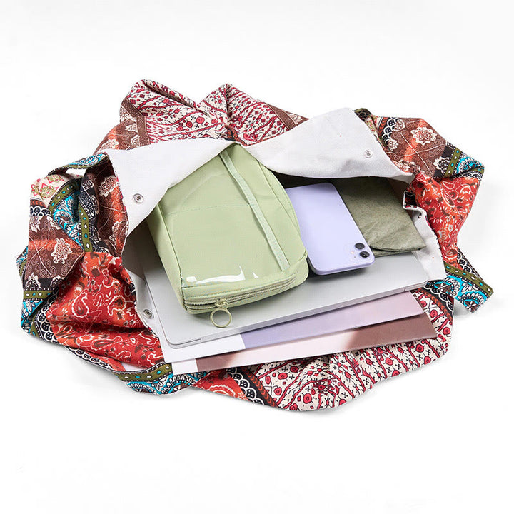 Bolso de Hombro de Algodón con Patrón de Rayas de Colores Buddha Stones - image 6