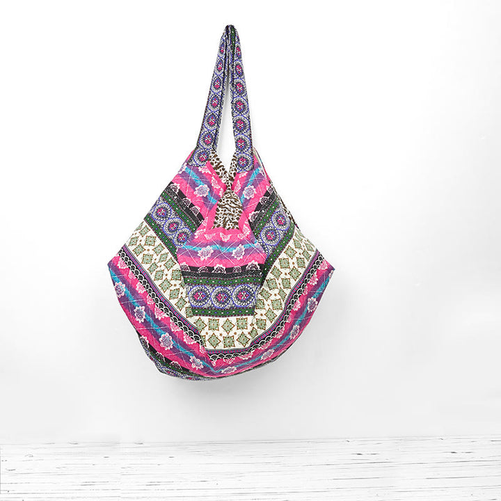 Bolso de Hombro de Algodón con Patrón de Rayas de Colores Buddha Stones