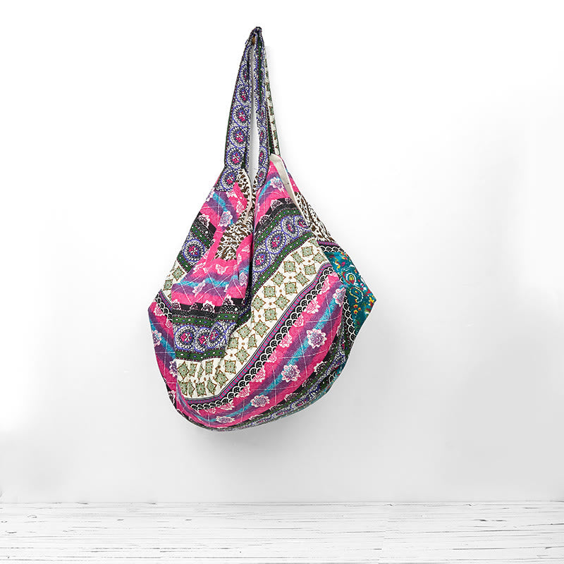 Bolso de Hombro de Algodón con Patrón de Rayas de Colores Buddha Stones