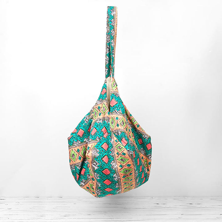 Bolso de Hombro de Algodón con Patrón de Rayas de Colores Buddha Stones