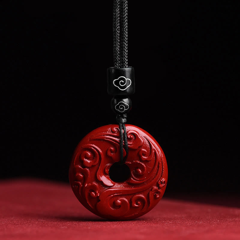Collar de Bendición de Piedra de Buda Natural Cinabrio Flor de Loto Paz Botón Colgante - Nubes auspiciosas de cinabrio - image 1