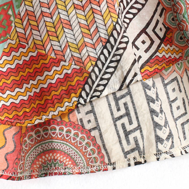 Camisa de Mujer con Mandala Geométrico de Media Abotonadura de Buddha Stones
