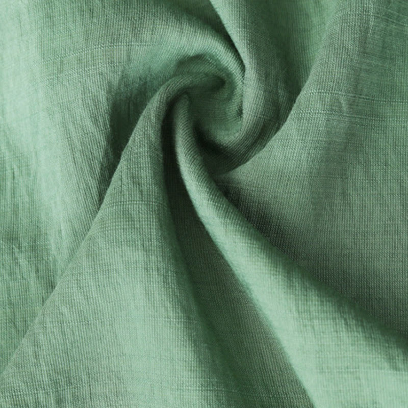 Buddha Stones Camiseta de Manga Corta de Algodón y Lino con Bordado Floral Pequeño y Cuello en V - image 10