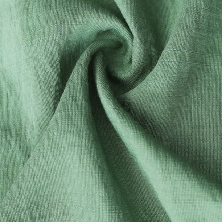 Buddha Stones Camiseta de Manga Corta de Algodón y Lino con Bordado Floral Pequeño y Cuello en V - image 10