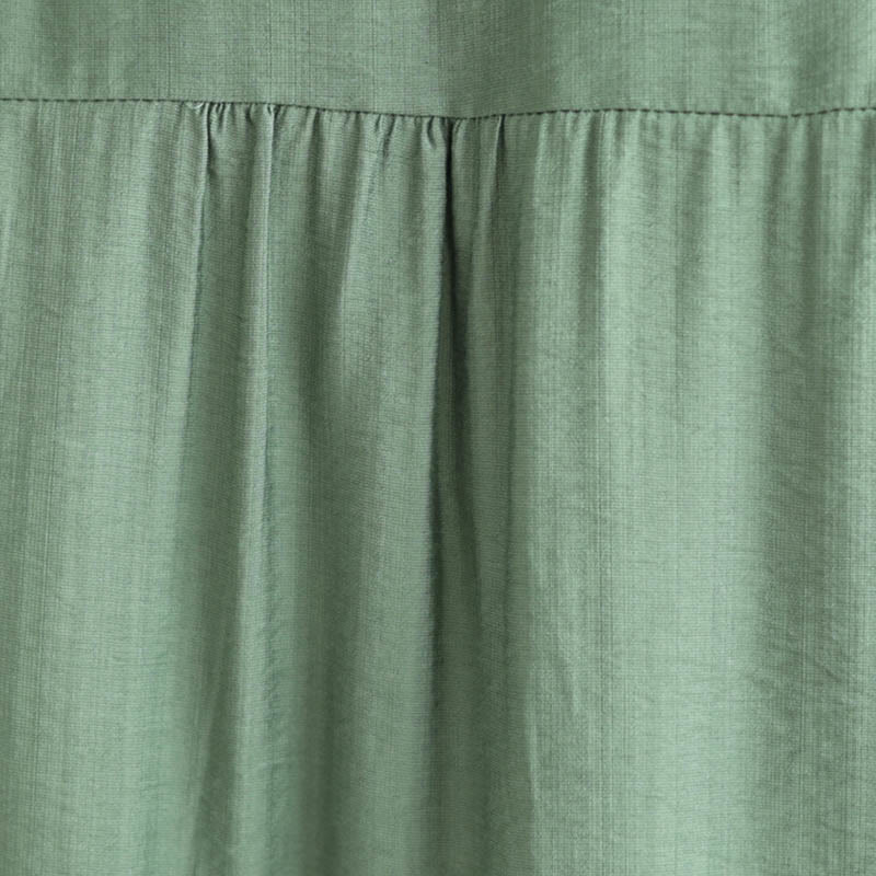 Buddha Stones Camiseta de Manga Corta de Algodón y Lino con Bordado Floral Pequeño y Cuello en V - image 7