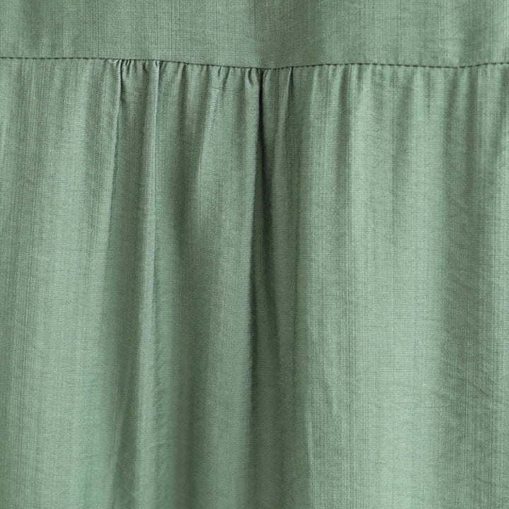 Buddha Stones Camiseta de Manga Corta de Algodón y Lino con Bordado Floral Pequeño y Cuello en V - image 7