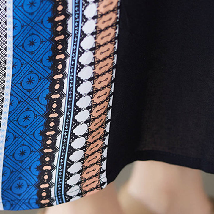 Vestido midi de manga corta con bolsillos y rayas negras y azules de Buddha Stones - image 11