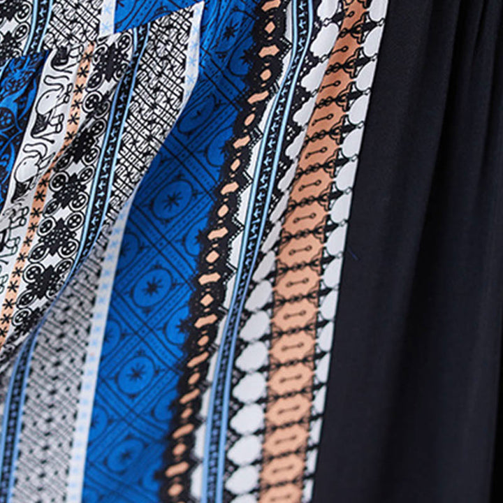 Vestido midi de manga corta con bolsillos y rayas negras y azules de Buddha Stones - image 9