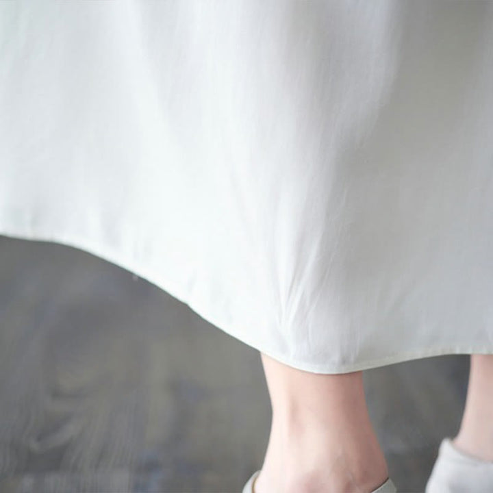 Vestido midi con bordado de Buddha Stones, dobladillo con volantes y bolsillos - image 10