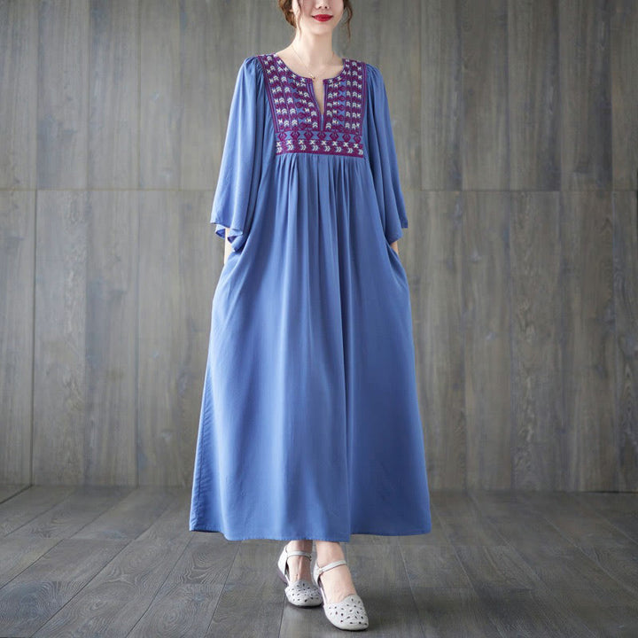 Vestido midi con bordado de Buddha Stones, dobladillo con volantes y bolsillos - Azul cielo claro - F (Apto para US4-12; UK/AU8-16; UE 36-44) - image 14