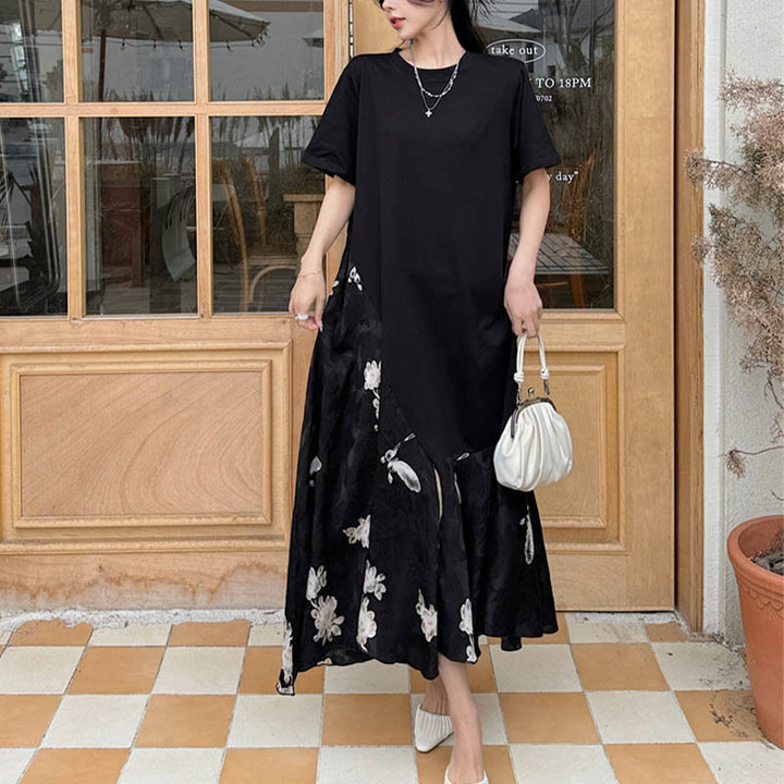 Buddha Stones Vestido informal midi de manga corta con flores en jacquard - image 6