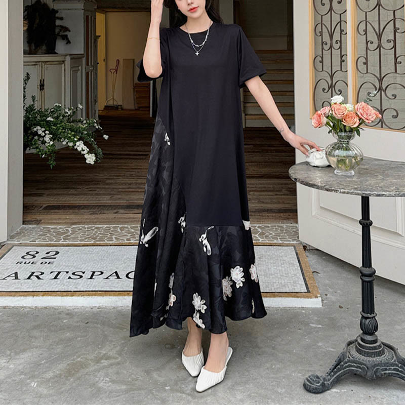 Buddha Stones Vestido informal midi de manga corta con flores en jacquard - image 7