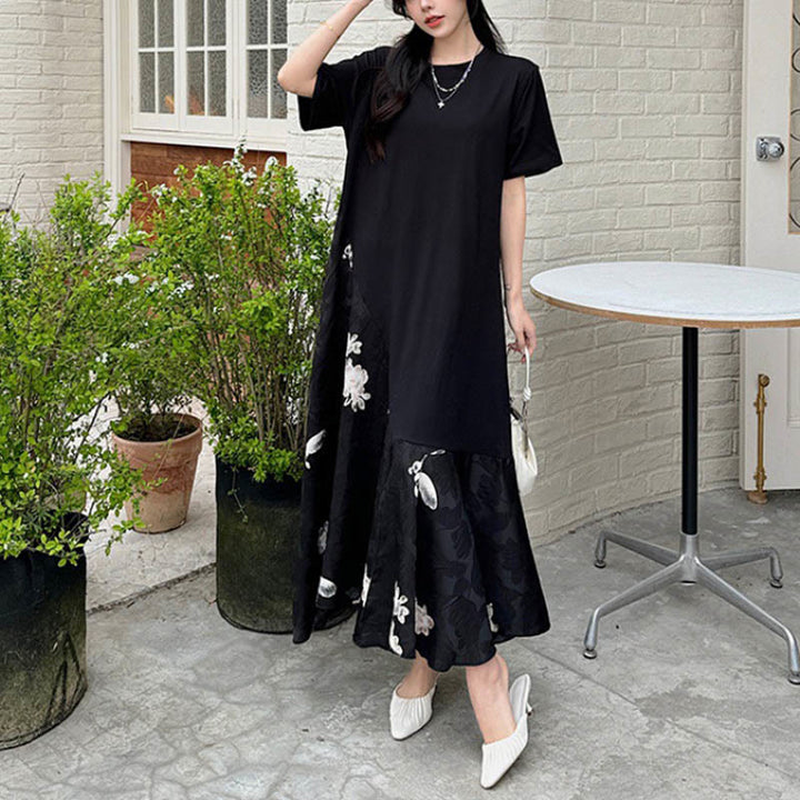 Buddha Stones Vestido informal midi de manga corta con flores en jacquard - image 9