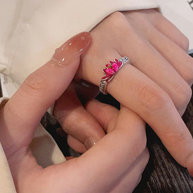 Buddha Stones Anillo de Paz de Plata 925 Estampado con el Mantra Om Mani Padme Hum y Relieve de Loto - image 11