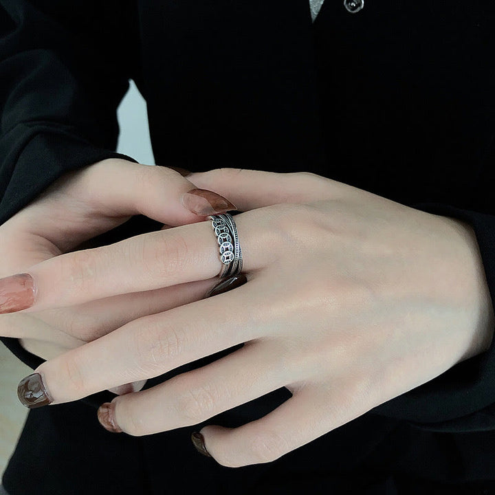 Buddha Stones Anillo Ajustable de Monedas de Cobre y Plata de Ley 925 para Bendición de la Riqueza - image 4