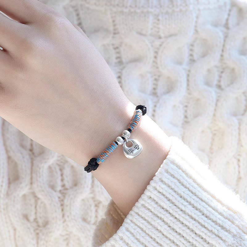 Buddha Stones Pulsera Trenzada de Plata de Ley 925 Hecha a Mano con el Carácter Fu para Suerte y Bienestar - image 2
