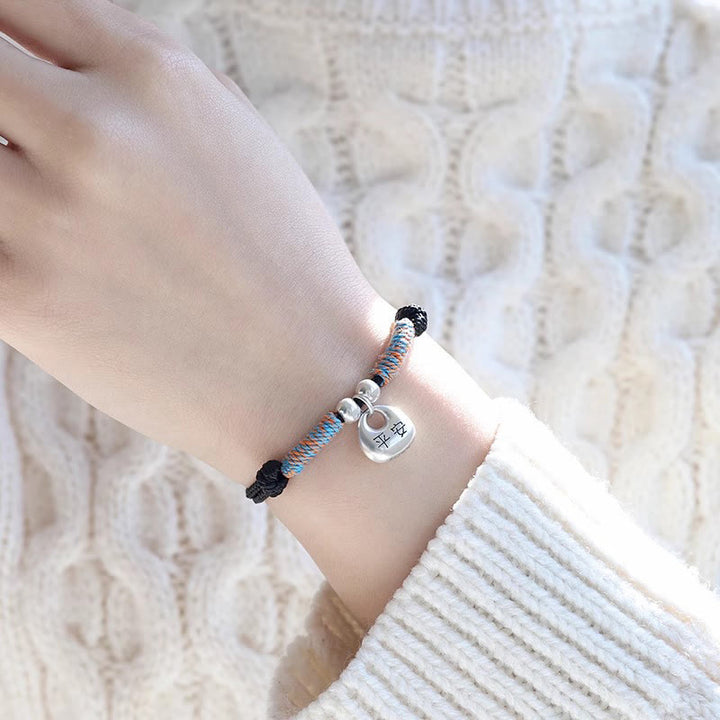 Buddha Stones Pulsera Trenzada de Plata de Ley 925 Hecha a Mano con el Carácter Fu para Suerte y Bienestar - image 2