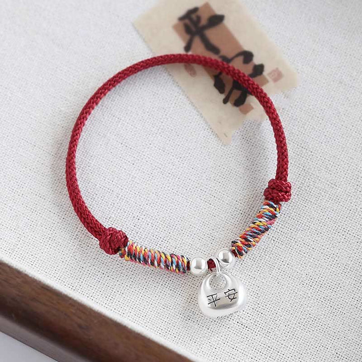 Buddha Stones Pulsera Trenzada de Plata de Ley 925 Hecha a Mano con el Carácter Fu para Suerte y Bienestar