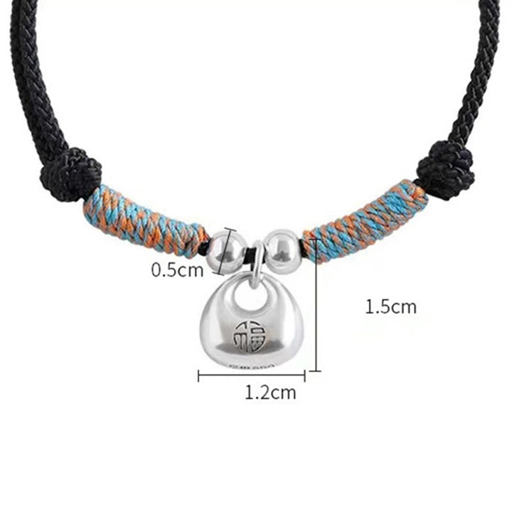 Buddha Stones Pulsera Trenzada de Plata de Ley 925 Hecha a Mano con el Carácter Fu para Suerte y Bienestar